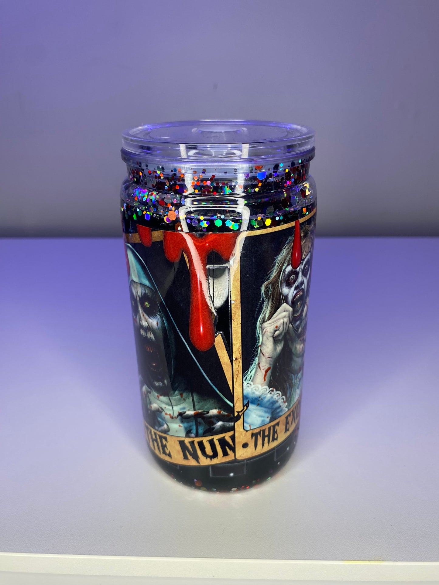 16 oz pre made horror cup medium flow with glitter