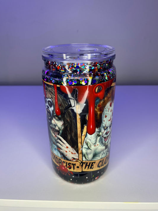 16 oz pre made horror cup medium flow with glitter