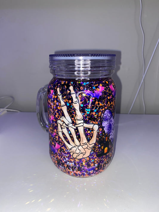20 oz Pre Made spooky season Mason Jar