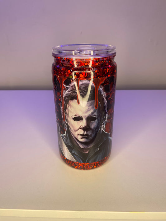 16 oz Pre made Horror slow flow glitter cup