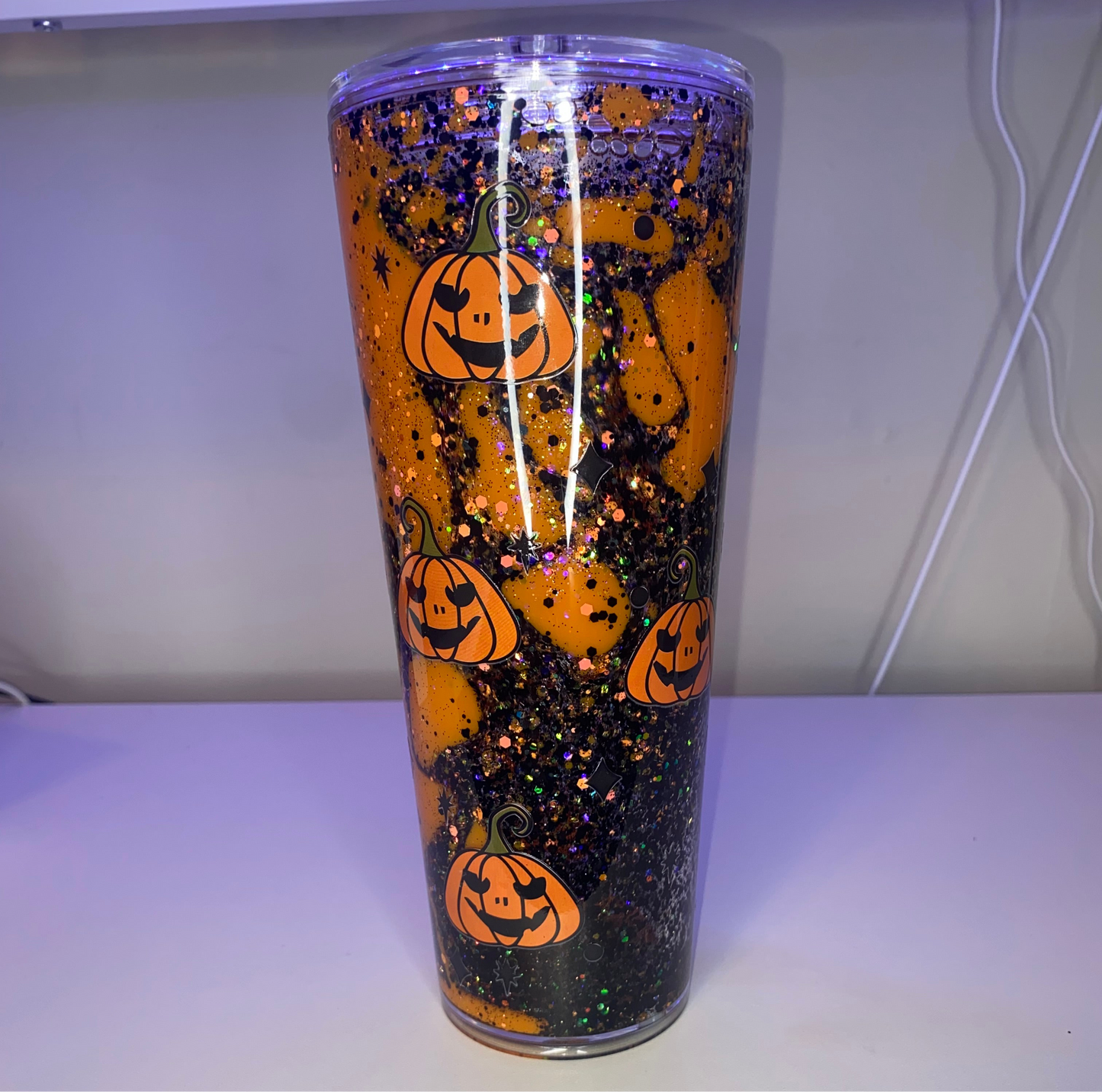 24 oz Spooky Season Tumbler - Lava with Glitter