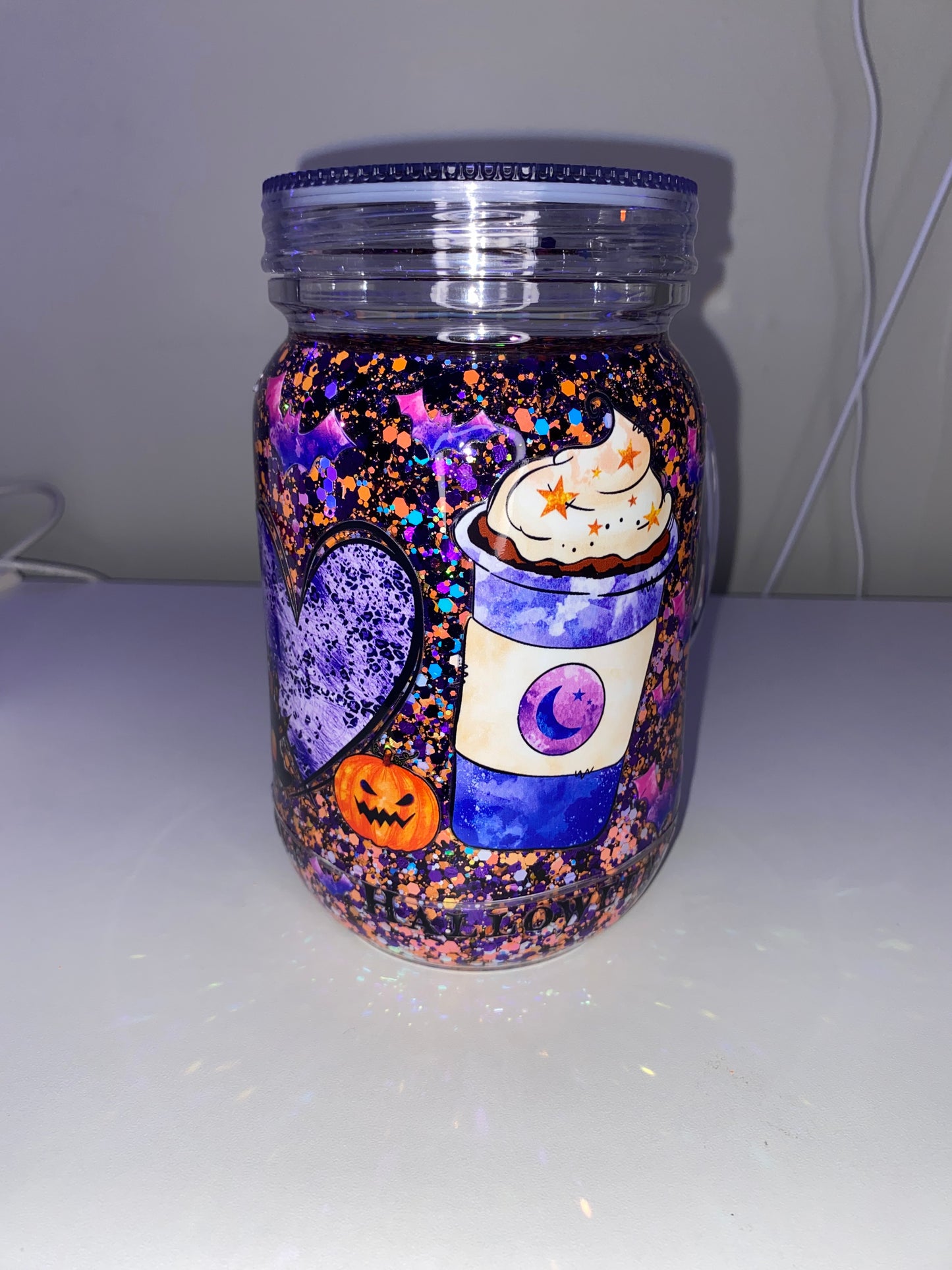 20 oz Pre Made spooky season Mason Jar