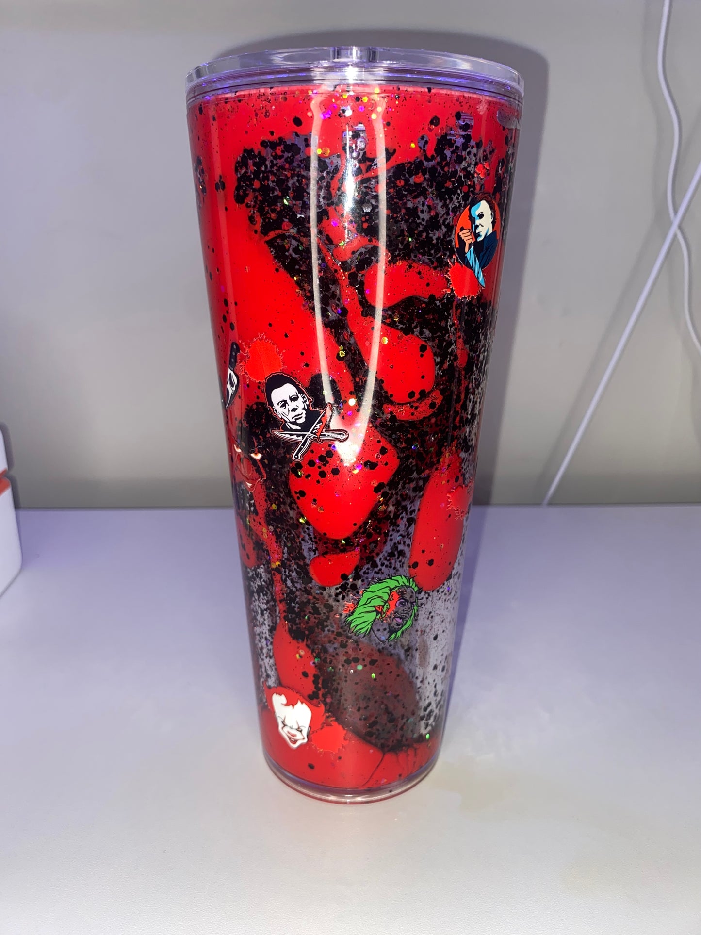 24 oz Acrylic Horror  - Lava with glitter