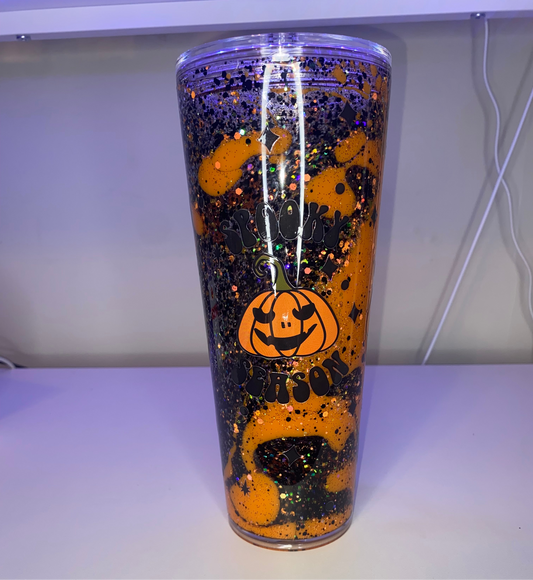 24 oz Spooky Season Tumbler - Lava with Glitter