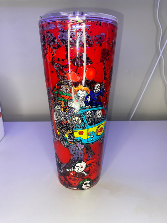 24 oz Acrylic Horror  - Lava with glitter