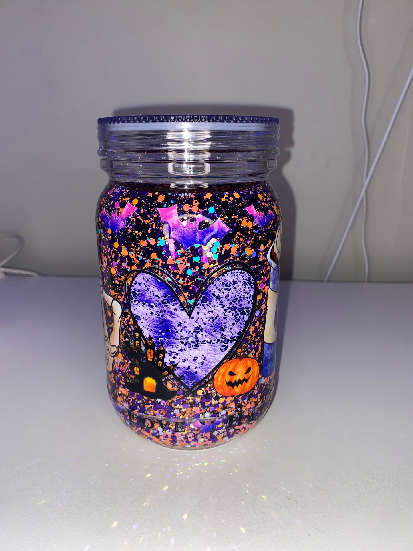 20 oz Pre Made spooky season Mason Jar
