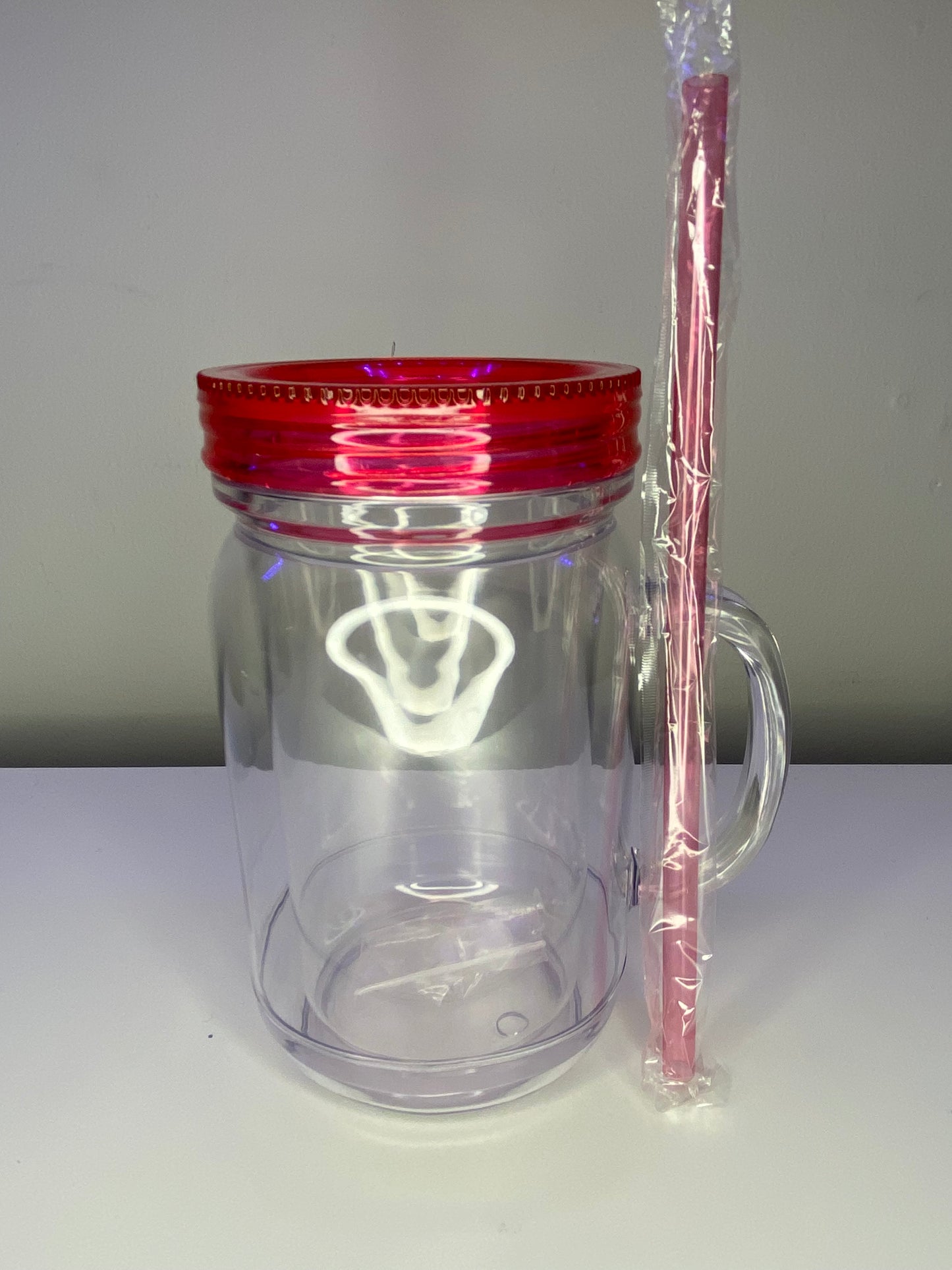 20 oz Acrylic Hot Pink Mason Jar