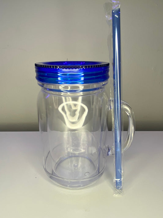 20 oz Acrylic Blue Mason Jar