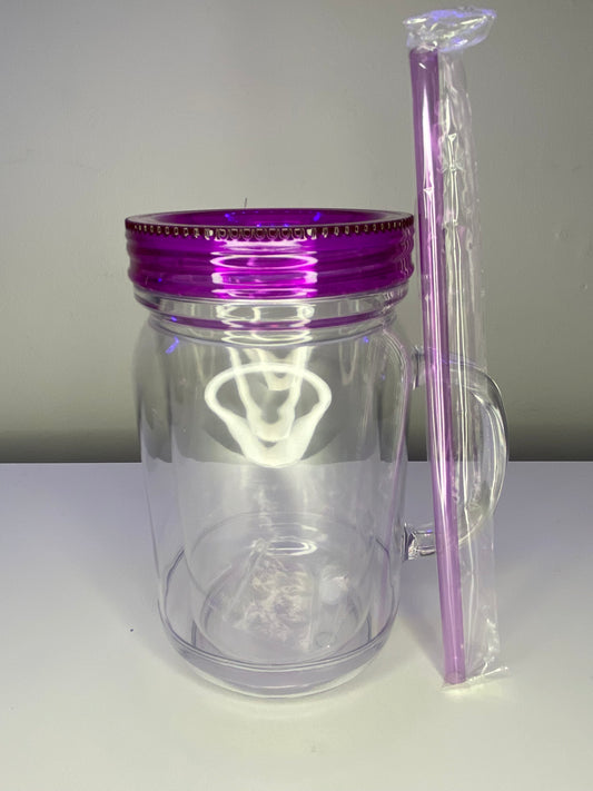 20 oz Acrylic Purple Mason Jar